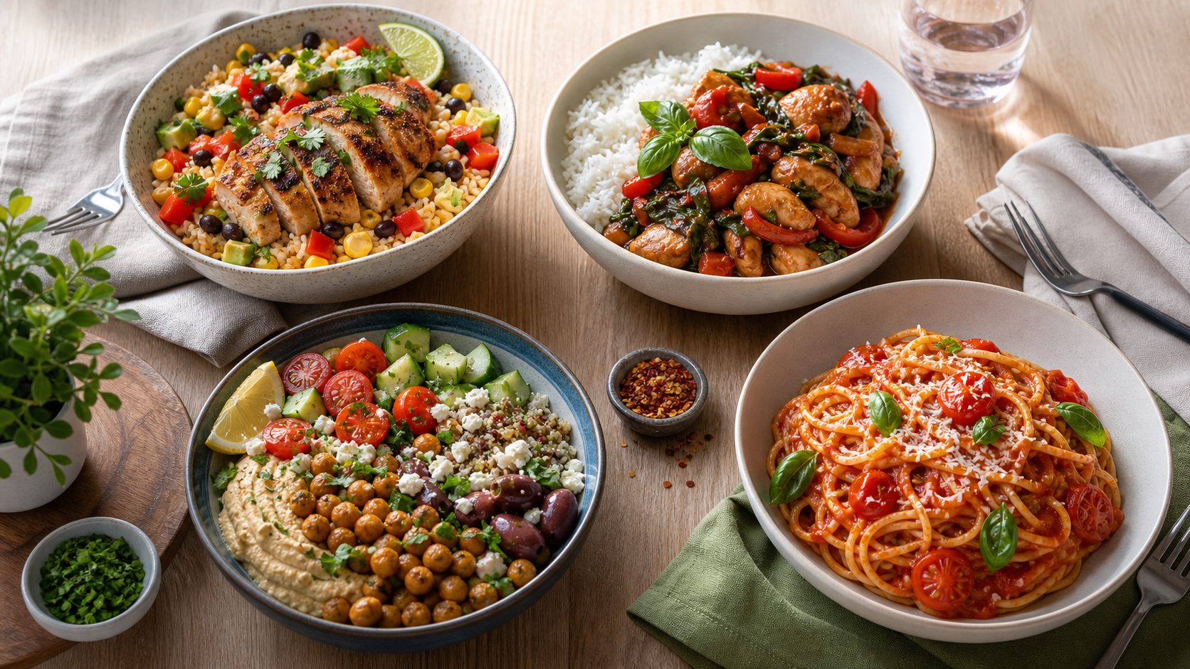 Mexican and Thai rice bowls