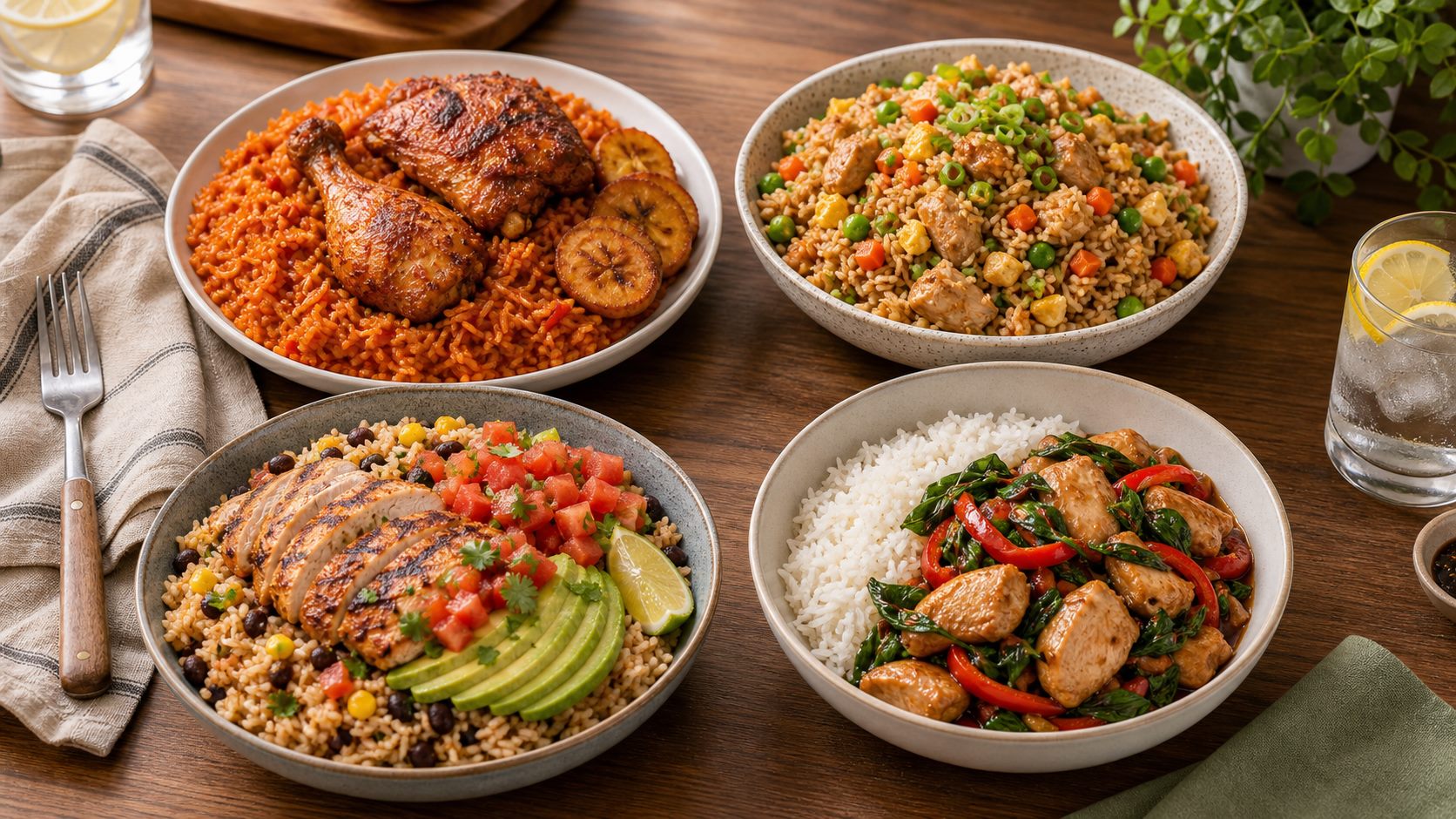 Jollof rice, fried rice, and global rice meals